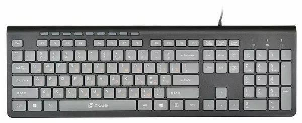 Клавиатура проводная Oklick 480M черный/серый USB slim Multimedia