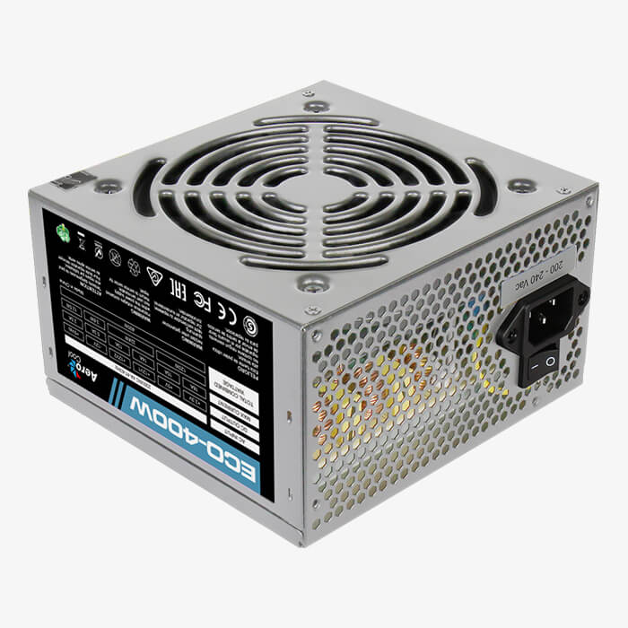 ���� ������� Aerocool 400W Retail ECO-400W ATX v2.3 Haswell, fan 12cm, 400mm cable, power cord, 20+4P, 12V 4P, 1x PCI-E 6P, 2x SATA, 2x PATA, 1x FDD