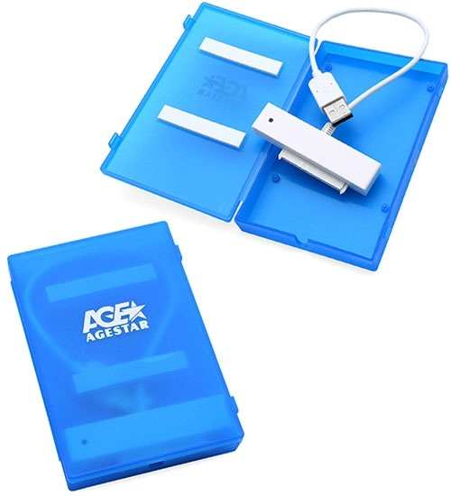 Контейнер для HDD AgeStar Внешний корпус 2.5 SATA HDD/SSD AgeStar SUBCP1 (BLUE) USB 2.0, пластик, синий, безвинтовая конструкция (10612)