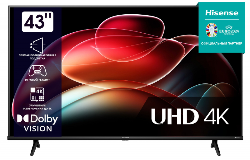 Телевизор Hisense 43 43A6QRU черный LED 4K UHD 60Hz Smart TV